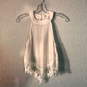 Cute Ivory Tank w/ Lace Bottom